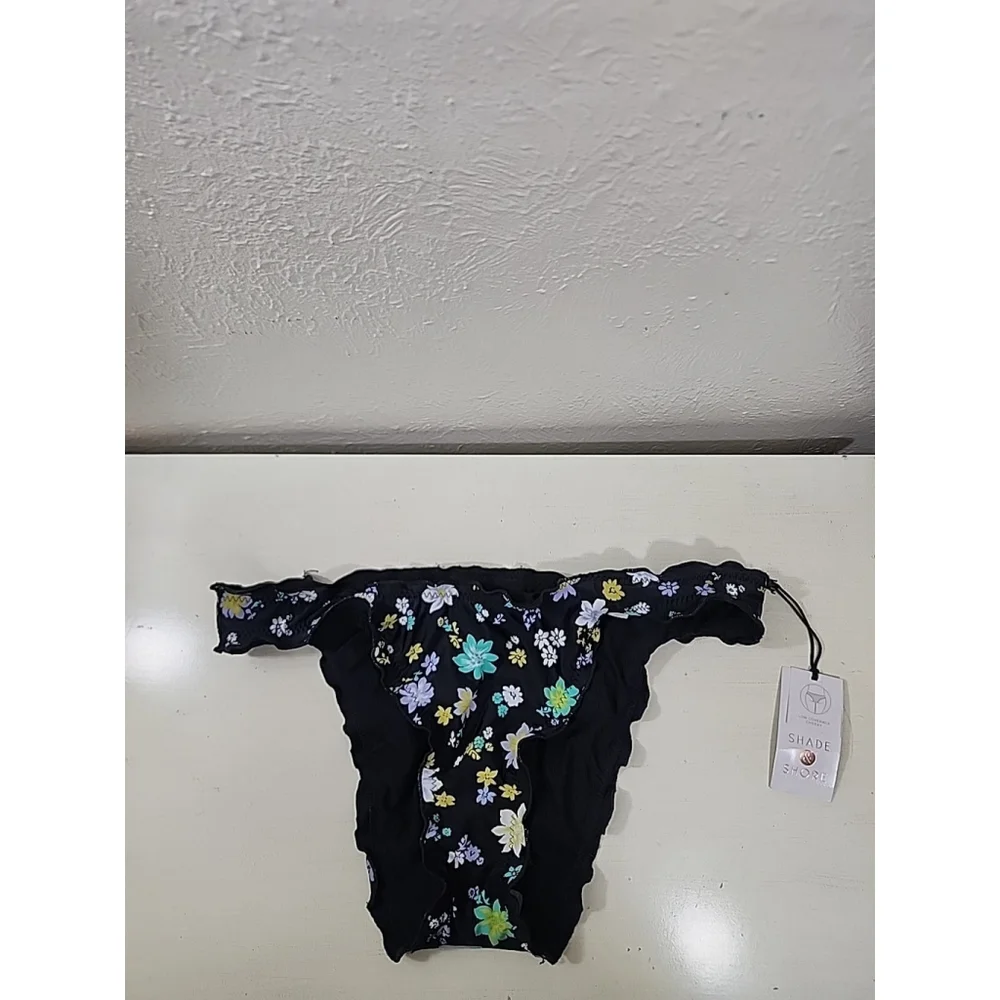 Shade & Shore Floral Ruffled Bikini Bottom Size 8-10 NWT